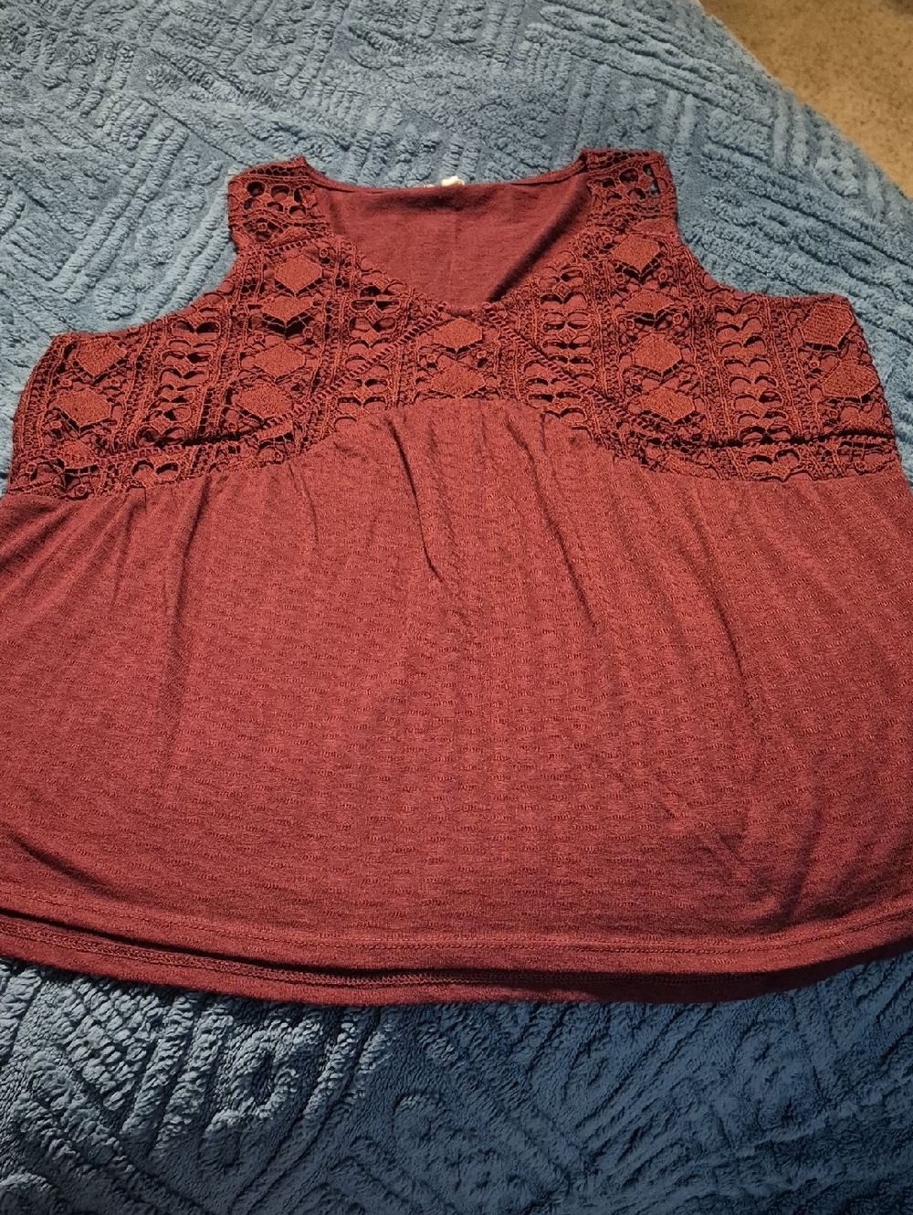 Maurices Lined Crochet Baby Doll Tank Size XL